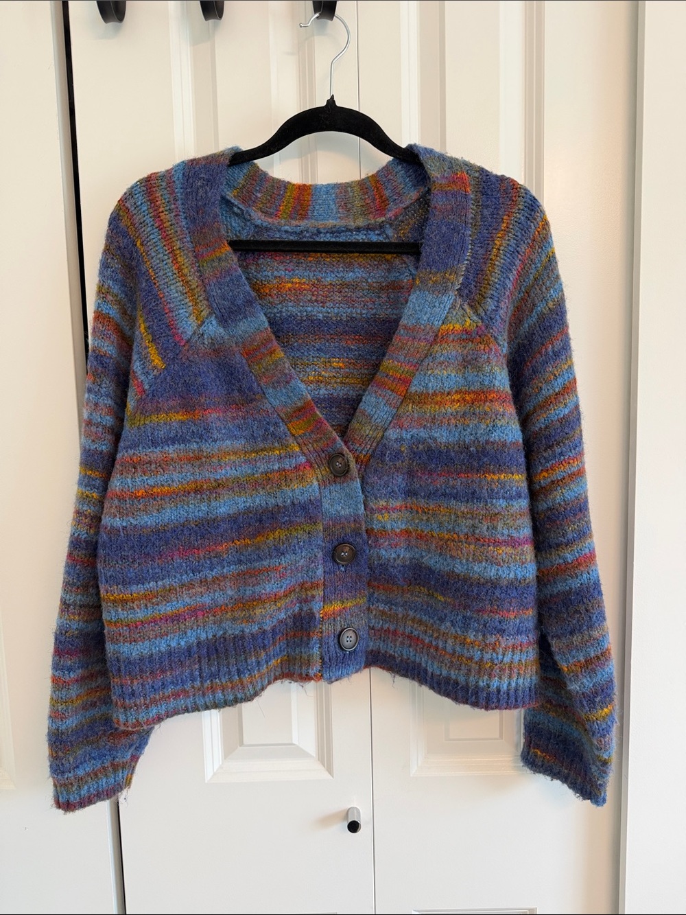 Cozy Multicolor Striped V-Neck Cardigan Sweater